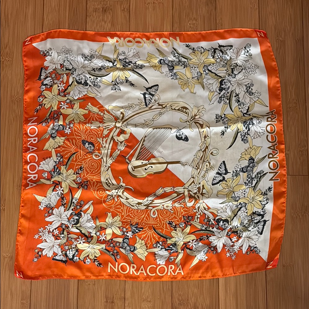 Noracora Orange And Cream Floral Scarf